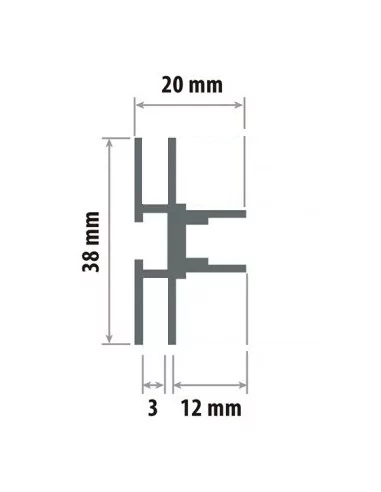 MOLDURA de ALUMINIO. Perfil 44. Doble cara En barra