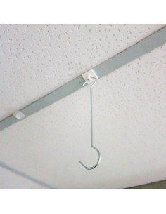 Varão metálico com gancho duplo para suspensão de cartazes no teto 2