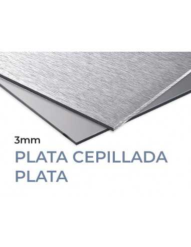 PANEL 3mm COMPOSITE Dibond ALUMINIO. PLATA CEPILLADA - PLATA