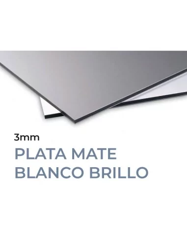 PANEL 3mm COMPOSITE ALUMINIO. BLANCO-PLATA. MOLDIBER