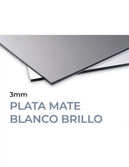 PANEL 3mm COMPOSITE ALUMINIO. BLANCO-PLATA. MOLDIBER