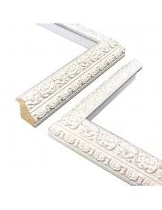 MOLDURA GRABADO FLOR LIS. 35x40mm. BLANCO FILO PLATA 2