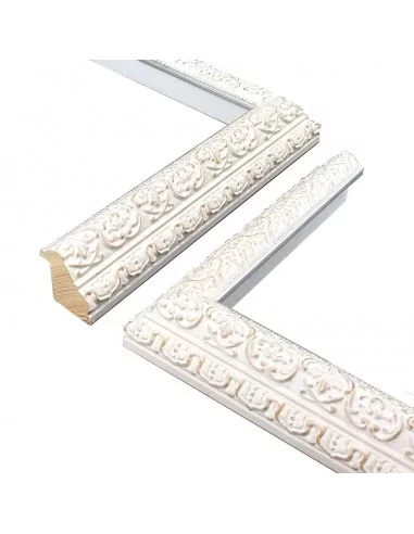 MOLDURA GRABADO FLOR LIS. 35x40mm. BLANCO FILO PLATA MOLDURA GRABADO FLOR LIS. 35x40mm. BLANCO FILO PLATA