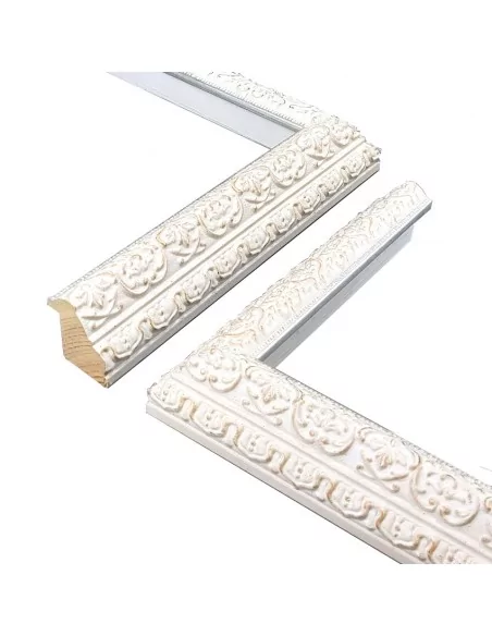 MOLDURA GRABADO FLOR LIS. 35x40mm. BLANCO FILO PLATA MOLDURA GRABADO FLOR LIS. 35x40mm. BLANCO FILO PLATA