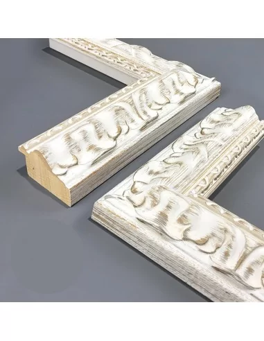 MOLDURA GRABADA CLASICA. 72x42mm. BLANCO DECAPE