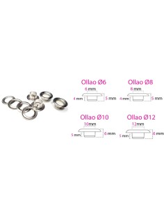 Ollao metálico con arandela para lonas, toldos y textiles – Plata cromada (1.000 uds) 2