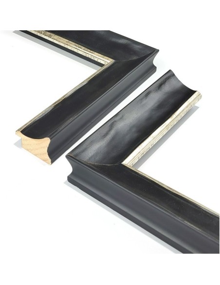 Moldura clásica profunda lisa 43x31 mm color negro filo plata