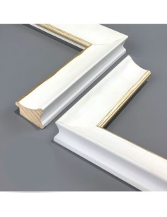 Moldura clásica profunda lisa 45x32 mm color blanco filo oro