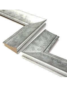 Moldura clássica 69x30mm prata fundo preto