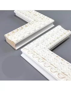 MOLDURA GRABADO FLORAL. 70x35mm. BLANCO DECAPÉ