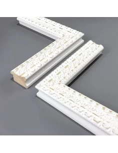 MOLDURA GRABADO FLORAL. 45x30mm. BLANCO DECAPÉ